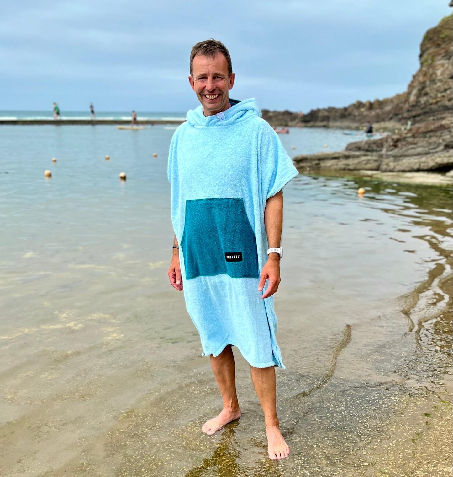 Towelling Robe Aqua & Teal