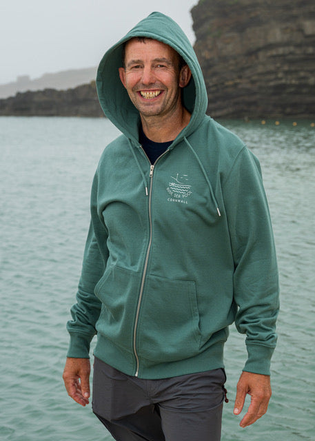 Hoody Unisex Organic Zip Thru Green Bay image 1