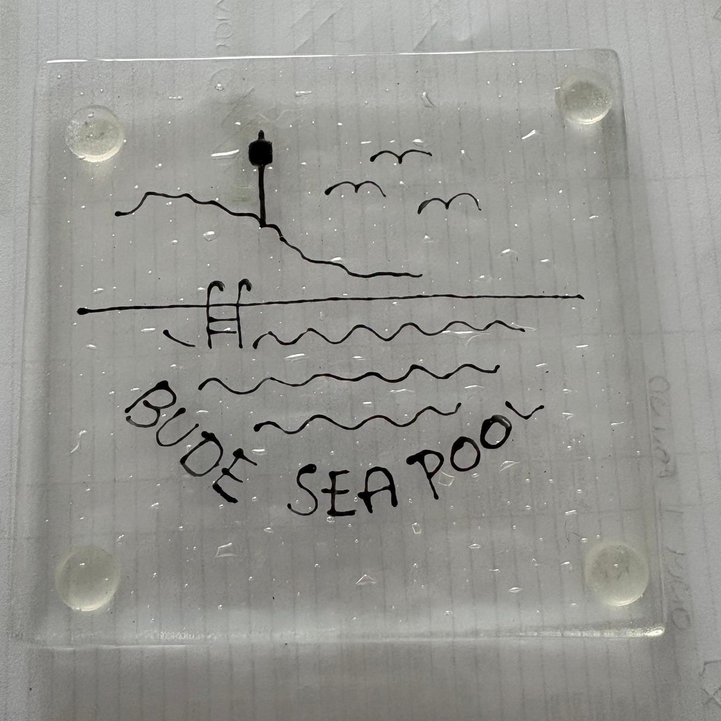 Glass Coaster with Bude Sea Pool Logo