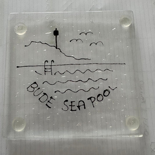 Glass Coaster with Bude Sea Pool Logo