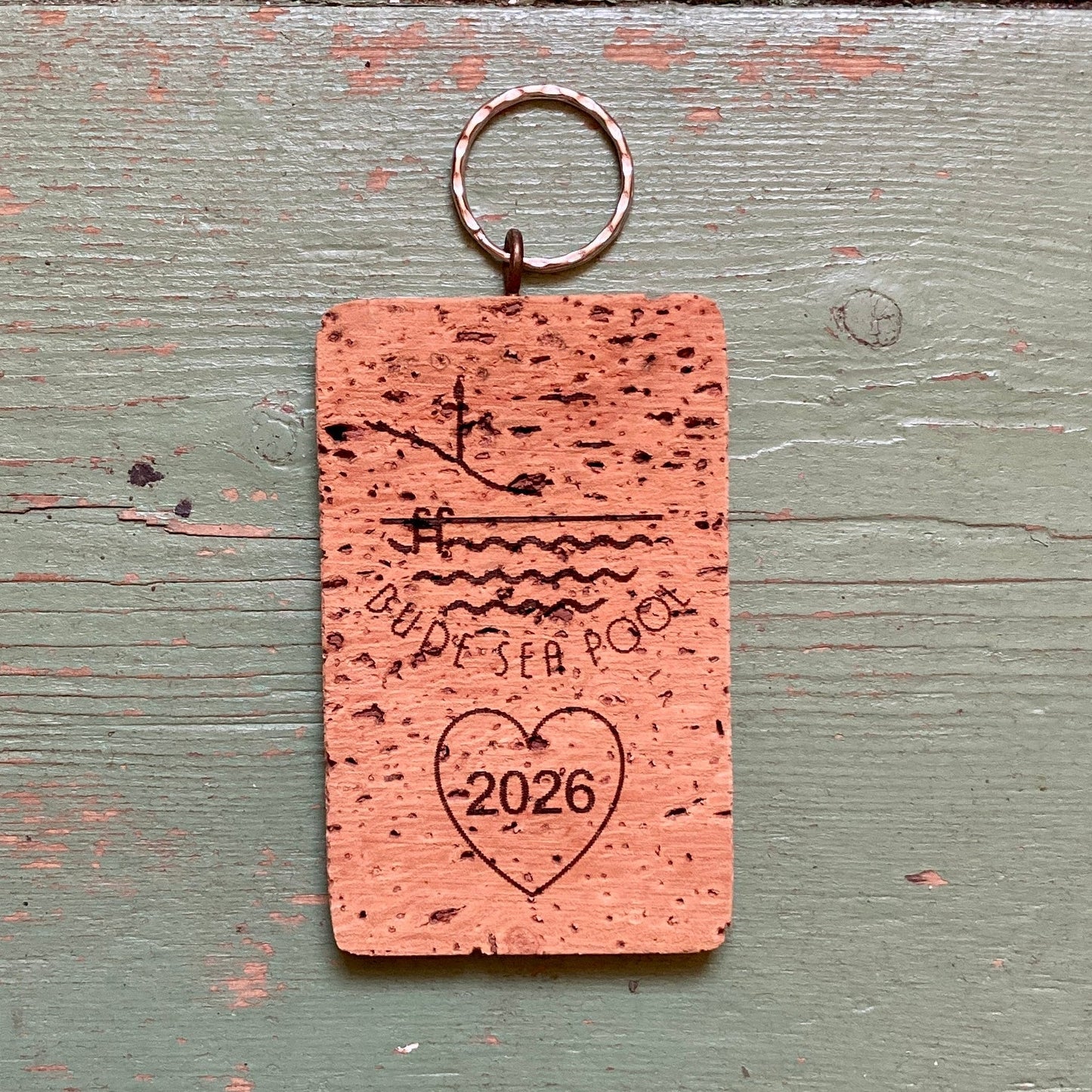 Cork Key Ring with Bude Sea Pool Logo 2026