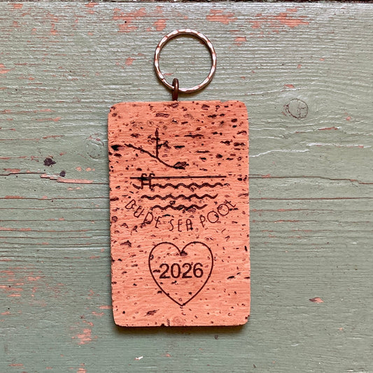 Cork Key Ring with Bude Sea Pool Logo 2026