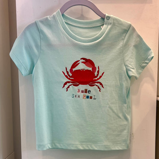Childrens T-Shirt with Crab Motif (Caribbean Blue)