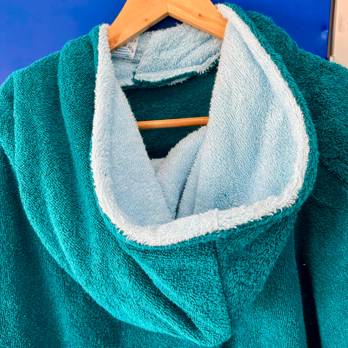 Towelling Robe Aqua & Teal