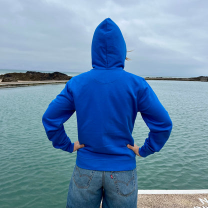 Unisex Organic Zipped Royal Blue Hoody