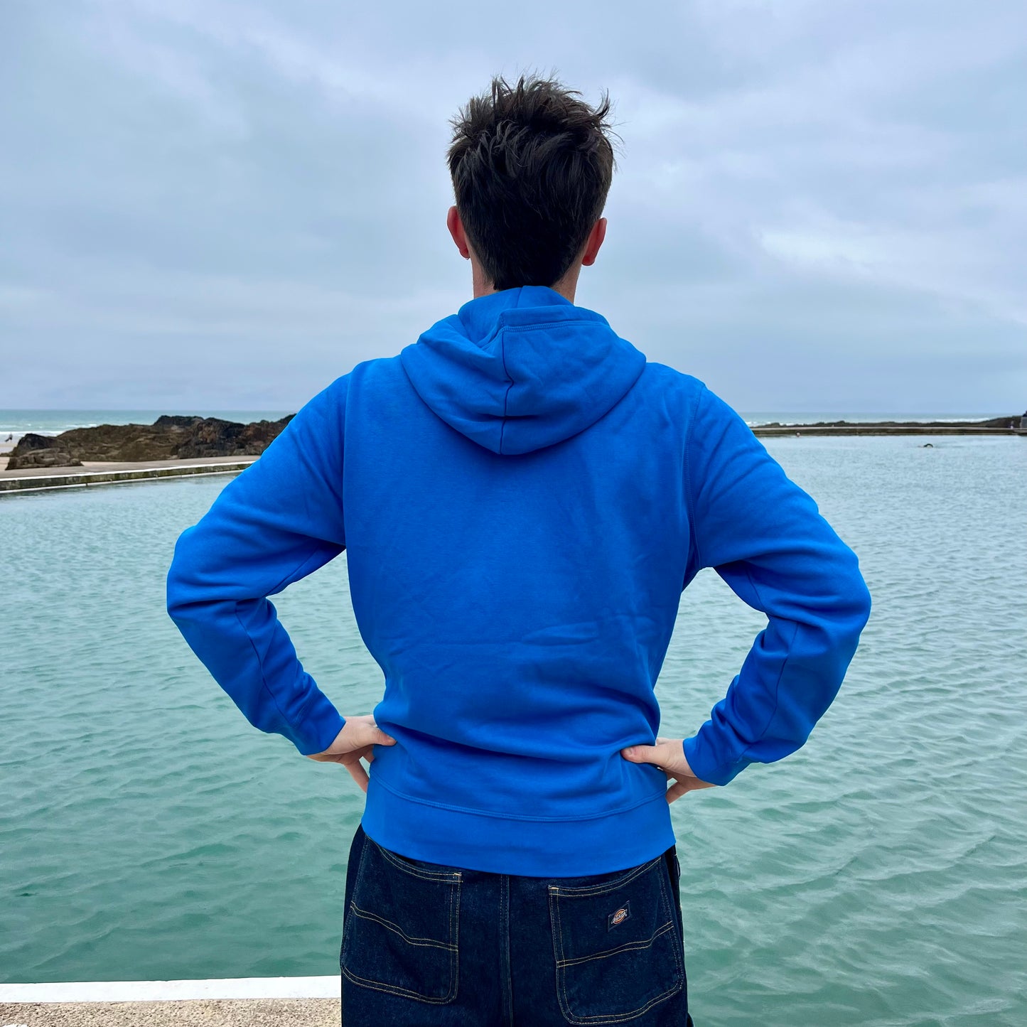 Unisex Organic Zipped Royal Blue Hoody