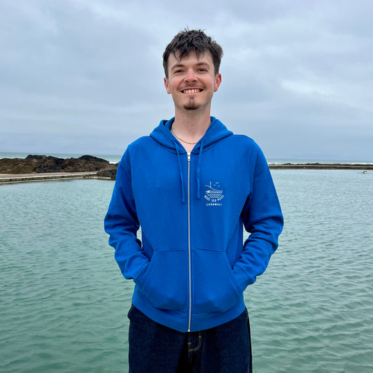 Unisex Organic Zipped Royal Blue Hoody