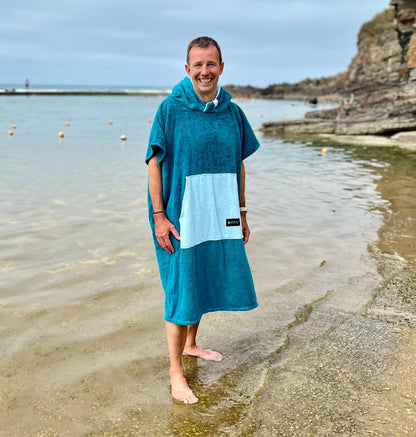 Towelling Robe Aqua & Teal